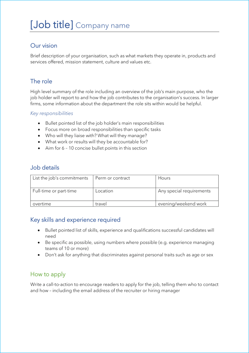 Job Descriptions Resources Guides Examples Templates